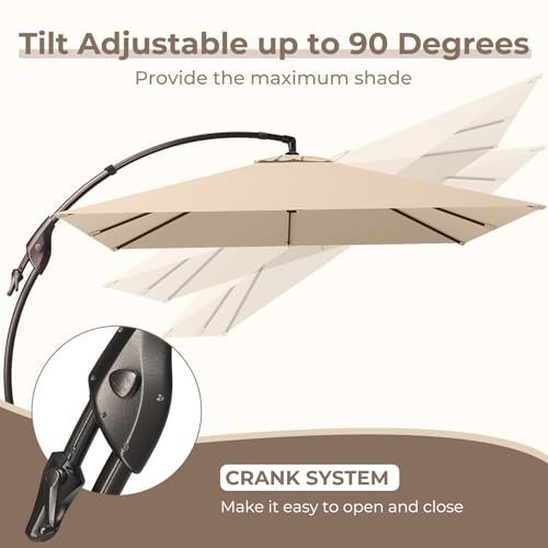 Image of Grand patio 10x10 FT Cantilever Square Umbrella with Base, Champagne