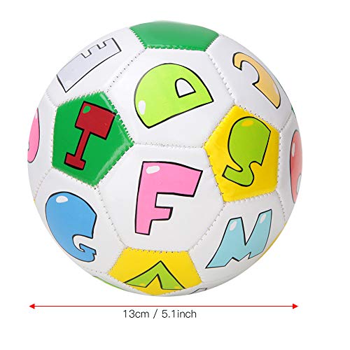 Children Soccer Ball, Air Tightness, Stable Internal Air Pressure, Control, Stability,Sewn, Even Weight Distribution, Eye Catching Colors, 13cm/5.1inch (alphabet ball)