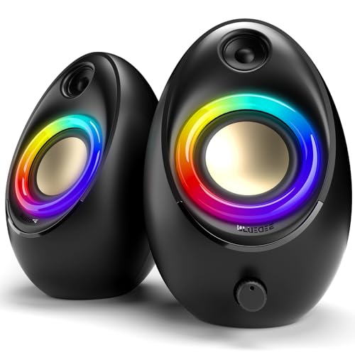 Image of Bluedee Computer Speakers for Desktop PC, Bluetooth 5.4 Desktop Speakers with 2 Speaker Units, Dynamic RGB Light USB Speaker, USB/Type-C Powered Plug & Play PC Speakers for Desktop, Laptops, Tablet