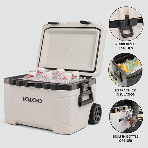 Igloo Trailmate 52Qt Wheeled Cooler, Insulated Hard Shell Ice Chest, Bone by Igloo - Image 2