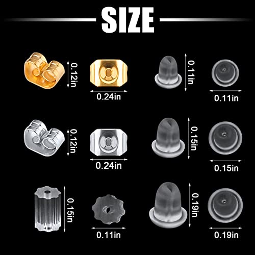 710Pcs Metal Plastic Rubber Silicone Earring Backs, 6 Designs Clear Earrings Back Replacement Practical Silicone Soft Earrings Stopper Back For Heavy Earring, Hook Earrings #TOP1