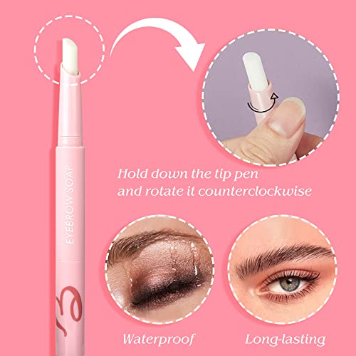 Eyebrow Soap Wax Pen, 2 In 1 Brow Gel Waterproof Brow Styling Soap Cream, 3D Clear Brow Freeze Shaping Gel With Eyebrow Brush #TOP4