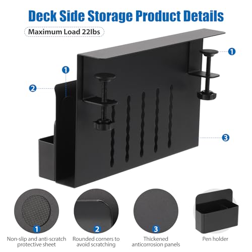 TARKAN Clamp-On Desk Side Storage Organizer