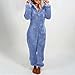 hlysgo Womens Long Sleeve Flannel Casual Loungewear Fall Fashion 2025 Hooded Jumpsuit Fuzzy Fluffy Casual Onesies Pajamas Blue