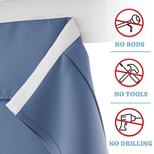 RYB HOME Room Darkening French Door Curtains, Privacy Patio/Glass/Front Door Window Curtains Thermal Insulate Covering, 26 inch x 80 inches, Stone Blue, 1 Panel