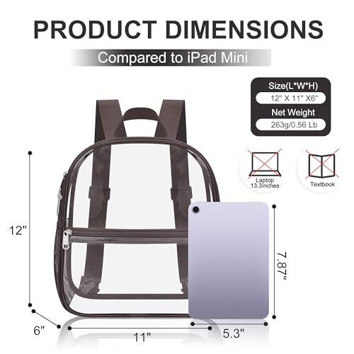 Image of Oraben Clear Backpack for Stadium Events Clear Bag Small Stadium Backpack Waterproof 12x6x12 for Women Men Adult Concert Sports