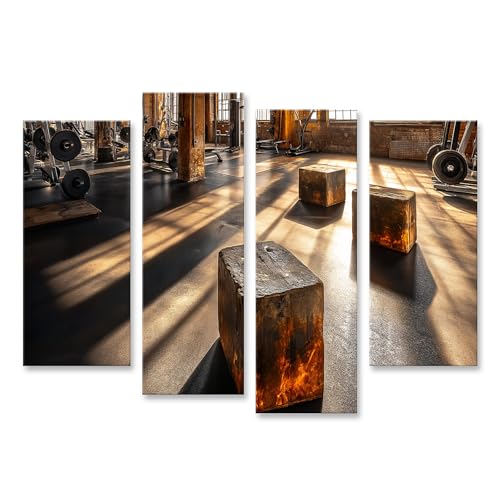 islandburner Bild auf Leinwand Beeindruckender Industrial Fitnessraum Kunstdruck für Sportbegeisterte