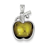Sterling Silver Green Cabochon Apple Pendant