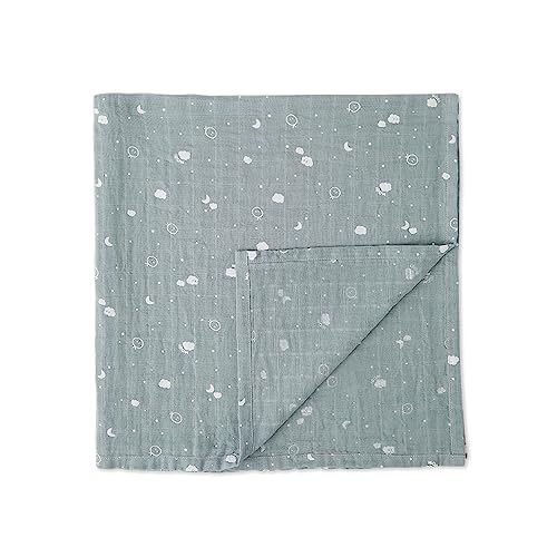MORI Muslin Swaddle Cloth Blue Cotton 75x75cm Breathable Lightweight Pre-Washed for Infants Durable Comfortable Unisex Receiving Blanket Ideal for Swaddling or Nursing