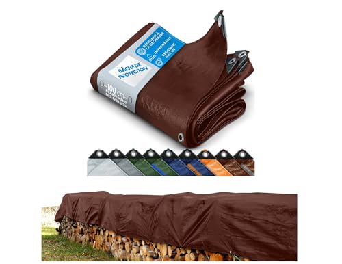 casa pura - Bâche de Protection en polyéthylène - Bâche Ultra étanche - Couverture imperméable pour véhicule travaux remorque - Résistant au UV et avec œillets en Acier - 80 g/m², Marron 2x3 m