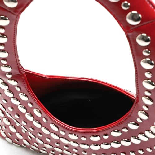 Image of CUXVA Studded Purses Y2k Shoulder Bag 90s Punk Women Small Shouder Purse PU Leather Designer Handbags