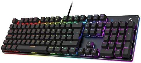 Black Shark RGB Mechanical Gaming Keyboard 105 Keys UK Layout Wired Keyboard with Blue Switches, Full Anti-Ghosting Keys, Aluminum Base, for PC Windows Gamer, Sixgill K2