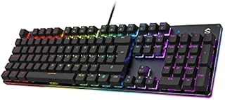 Black Shark RGB Mechanical Gaming Keyboard 105 Keys UK Layout Wired Keyboard with Blue Switches, Full Anti-Ghosting Keys, Aluminum Base, for PC Windows Gamer, Sixgill K2