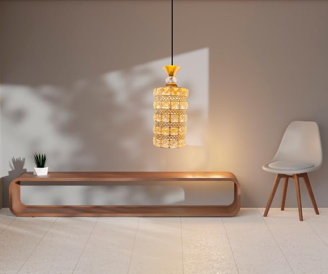 Image of Round Crystal Style 3 Light LED Pendant Lamp for Dining Table, Bedroom & Living Room Hanging Ceiling Light for Home & Bar (A35 Crystal Pendant LAMP)