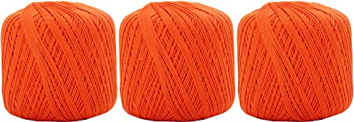 Image of ThreadArt 100% Cotton Crochet Thread Size 10, 3 Ball Pack, Orange 3510 | Soft pure cotton crochet thread for lace, doilies, amigurumi and crafts. Smooth finish with crisp stitch definition.