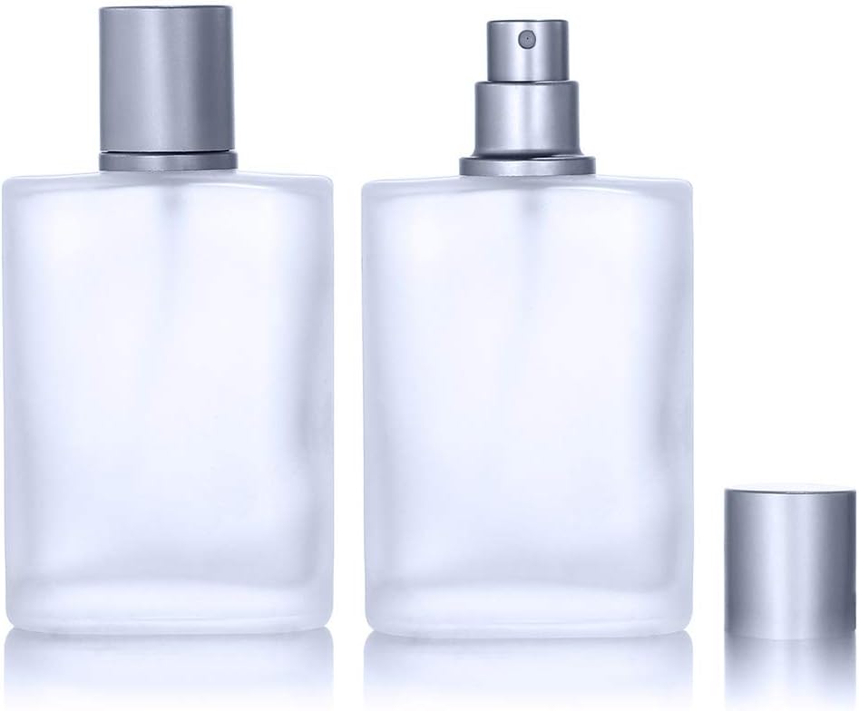 2 Pack 50ml/1.69 Oz Empty Frosted Glass Spray Bottles Perfume Atomizer, Refillable Fine Mist Spray Empty Perfume Bottles with 4 kinds of perfume dispenser (2 Pack 50ml/1.69 Oz Frosted Bottles)