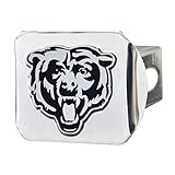 FANMATS 15608 Chicago Bears Chrome Metal Hitch Cover with Chrome Metal 3D Emblem - Bear Head Logo