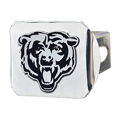 FANMATS 15608 Chicago Bears Chrome Metal Hitch Cover with Chrome Metal 3D Emblem - Bear Head Logo