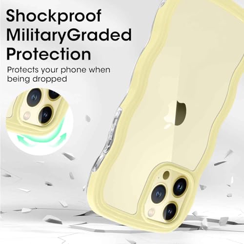 ORDA iPhone 11 Pro Max Case - Cute Wave Frame Curly Shape Hard PC Shockproof Cover for Women and Girls, 6.5 inches, Yellow - Image 2