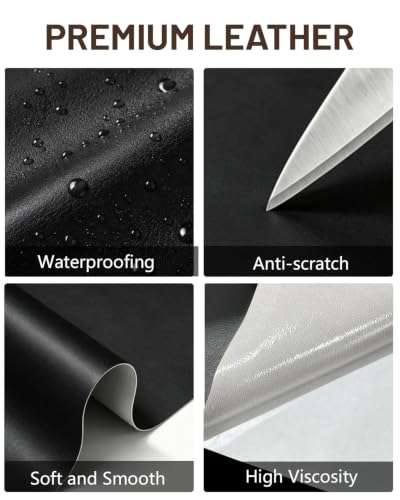 BOUYEER Leather Repair Patch Tape Kit,Self Adhesive Leather Repair for Sofa，Car Seat,Office Chair,Furniture,Jacket,Waterproof Strong Adhesive Vinyl Repair Kit. 4 in x 79 in,Fine Grained Black — view 5