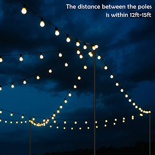 Urban Deco 2 Packs Heavy Duty String Light Poles 4 Prong Christmas Light Hanging Pole, Portable Flag Pole For Yard Weather Resistant Poles For Outdoor String Lights, Black Christmas Light Pole #TOP4
