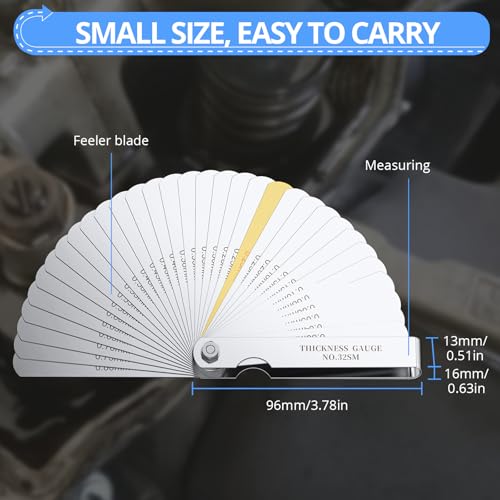 image for CAMWAY 32 Blades Stainless Steel Feeler Gauge Dual Marked Metric and I