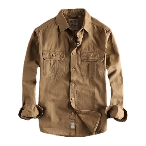 Chemise de travail rétro pour homme en jean délavé avec poche coupe droite