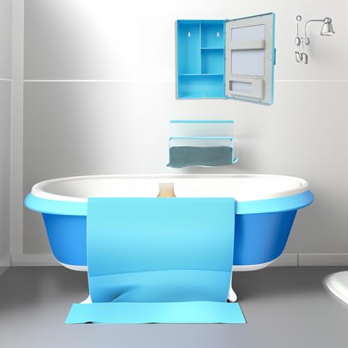 Image of PGen Small Size Mini Wall Mounted Mirror Storage Cabinet Organiser Shelf for Bathroom Kitchen Washbasin Dressing Room (Light Blue)