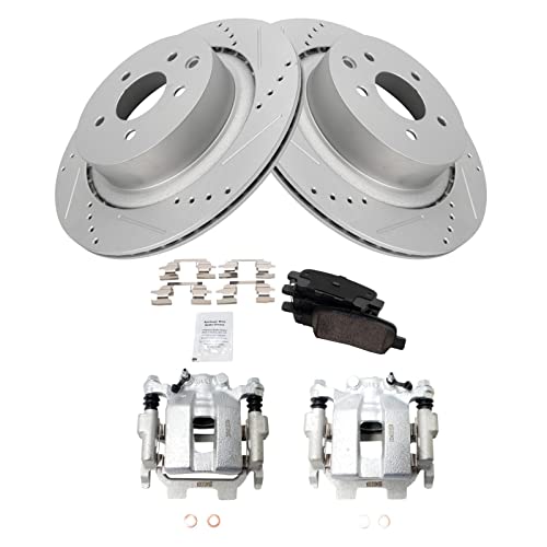 Image of TRQ Performance Rear Brake Pad and Rotor Set Ceramic Vented Coated Rotors