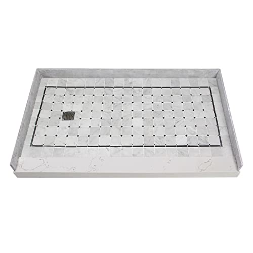 Transolid FPT6036R-SW 60-in x 36-in Pre-Tiled Shower Base with Right Hand Drain in White Square