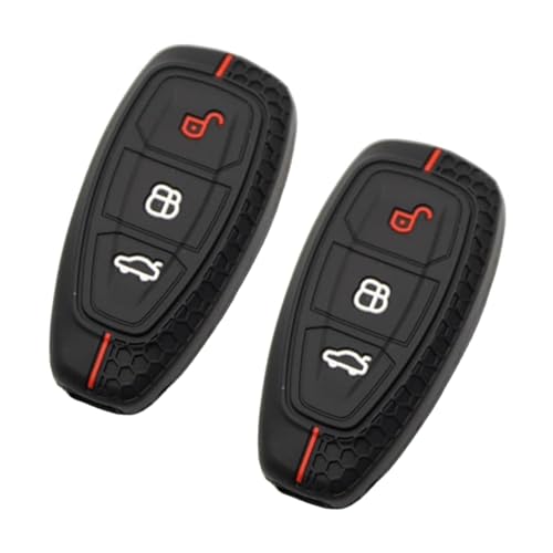 2 pièces de coque de clé de voiture Compatible avec Ford Clé à 3 boutons, coque de clé en silicone pour voiture Protection pour clé de voiture Ford...