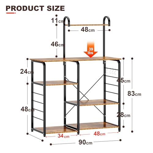 Miniatura 2 de Sogeshome Soporte Para Horno Microondas Con Pequeños Ganchos, Estante De Almacenamiento Para Panadería, Estante Para Estación De Trabajo, 90 X 42 X 130 Cm, 172-Fg-Sh