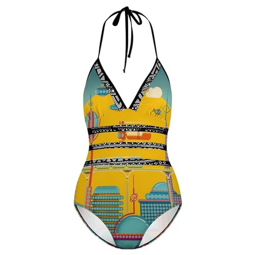 Maillot de bain une pièce galbant Ville De Tech monokini chic