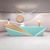 LyckTre 72IN Reception Desk - Reception Desk with Custom Logo, Hidden LED Lights & Solid Wood Construction, Retail Checkout Counter, No Installation Required, Light Green