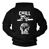 sweat chillin Pull à capuche pour homme Makaya Sweat à Capuche Humour Drole Paresseux Chill Bro Pull Sweatshirt Homme/Enfant/Femme Cadeau Noir XL
