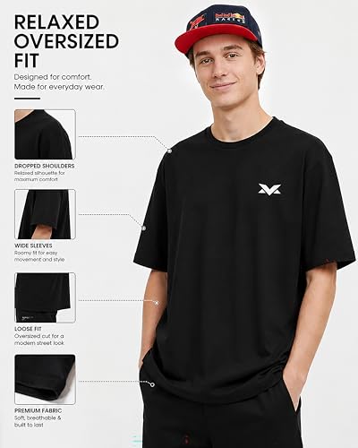 Image of Men's Cotton Oversized T-Shirt - Relaxed Fit Half Sleeve F1 Graphic Print Tee for Streetwear & Casual Outings - Black