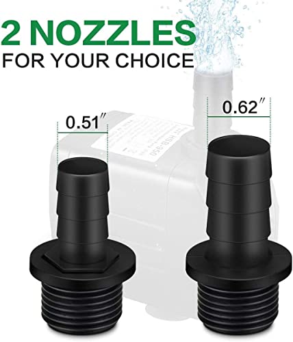 Winkeyes 400Gph Water Pump With 48 Hours Anti Dry Burning, Ultra Quiet 25W Submersible Fountain Aquarium Fish Pond Hydroponic Pump With 6.9Ft High Lift, 5.9Ft Power Cord, 2 Nozzles #TOP2