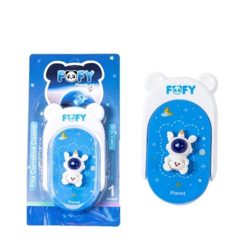 Fita Corretivo Escolar Astronauta 5mx12mm Kawaii Corretivo em Fita (Azul escuro)