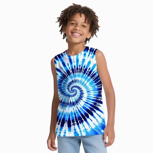 Kids Tie Dye Tank Tops Childrens Sleeveless T-Shirts Hippies Tees for 5-14 Years Boys Girls4