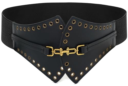 Women Wide Elastic Belt Vintage Irregular Stretchy Waist Belts for Dresses