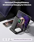 Multiple Devices Charging Station, 5-in-1 Charging Station for iPhone 17 Pro Max/Pro/16/15/14/13/12, iPad Pro/Air/Mini, Apple Watch and Airpods,Wireless Charging Dock(G805, Black)