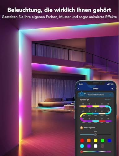 Govee LED Strip 5m, RGBIC LED Streifen mit Segmentcontrol, Musik Sync, 64 Szenenmodus, Steuerbar via App-Steuerung,Farbwechsel… – Ansicht 5