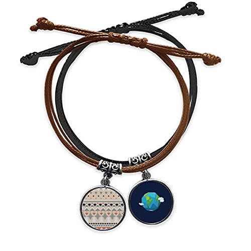 Pulsera de cuerda mano cadena cuero rombo triángulo azul rojo gris unisex