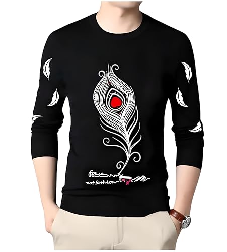 Image of Men Round Neck Cotton Blend Stylish Printed T-Shirt
