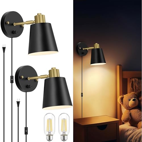 Plug-in Dimmable Wall Sconces Set of 2