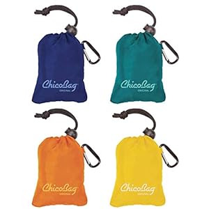 ChicoBag Original Reusable Tote with Carabiner Clip | Compact Reusable Grocery Bags | Eco Friendly (Pack of 4)