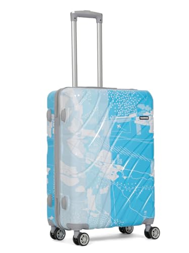 Image of Teakwood World Small 65 cm Check in Size Trolley Bag Polycarbonate 360 Degree 8 Wheels Luggage Bag with TSA Lock, Adjustable Handle Trolley Bags for Travel, Suitcase for Travel | Blue