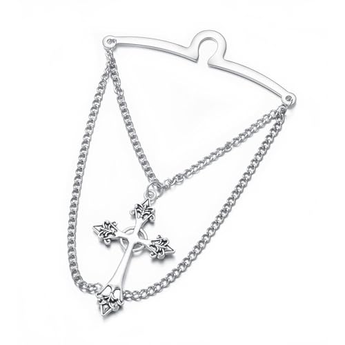 RunootPR Gepersonaliseerde Krawattenketting Kruis Krawattenspeld Zilver Krawattenklem met Ketting voor Heren Geloof Bruiloft Paasfeest Kerstmis Heren Sieraden met Geschenkdoos, 2.4, messing, Geen