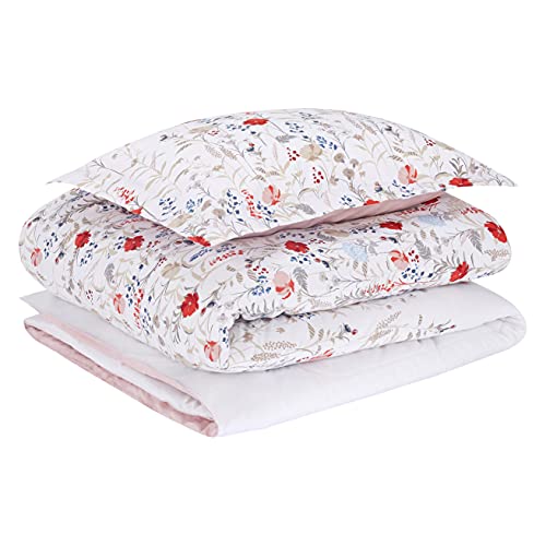 Amazon Basics Ultra-Soft Light-Weight Microfiber Reversible Comforter Bedding Set - Twin/Twin Xl, Pink Floral #TOP1
