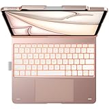 typecase Keyboard Case for iPad Air 13-inch(M4/M3/M2, 2026/2025/2024): Multi-Touch Trackpad - 360° Rotatable - 11-Colors Backlit - Wireless Cover with Pencil Holder - Rose Gold